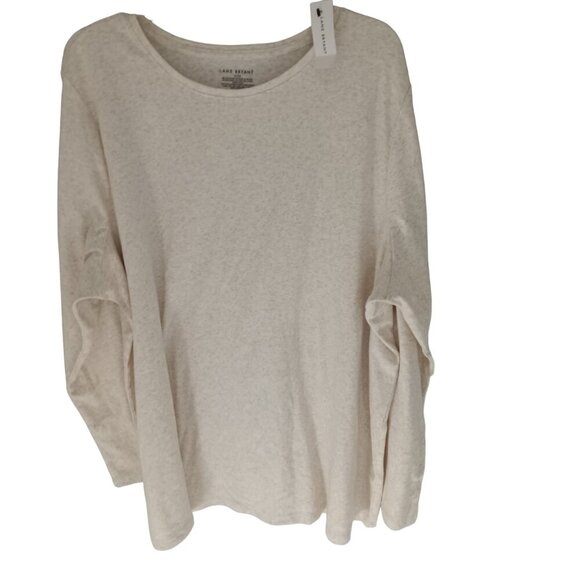 Lane Bryant NWT Plus Size Cream Long Sleeve Round Neck Knit Top SZ 22 - Picture 1 of 9
